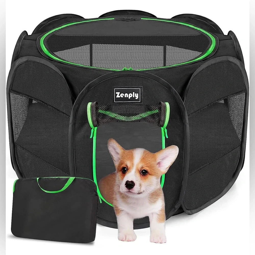 New Mesh Foldable Portable Dog Play Pen, with shade and carrying bag